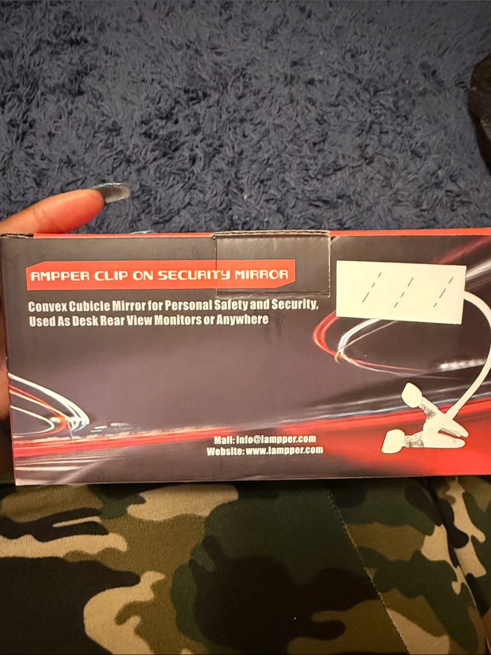 Lampper Clip-On Security Mirror in Red and Black Packaging